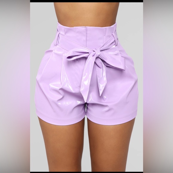 Fashion Nova Lexi Latex Short Set - Lavender - Picture 4 of 4